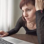 woman with ptsd on telehealth appointment